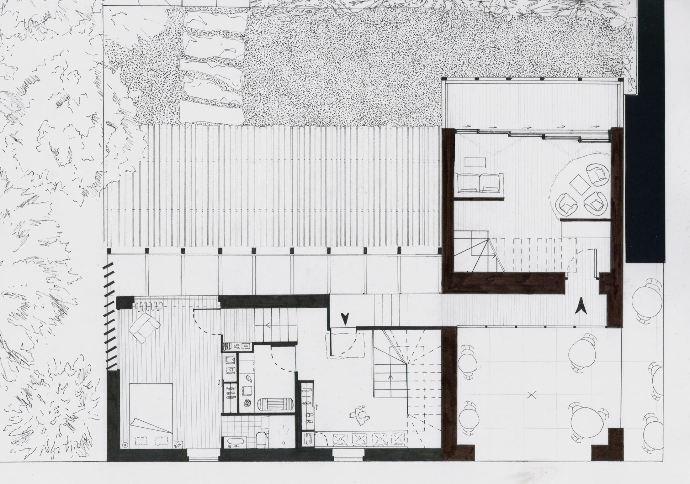 La Croisée — plan habité et terrasse