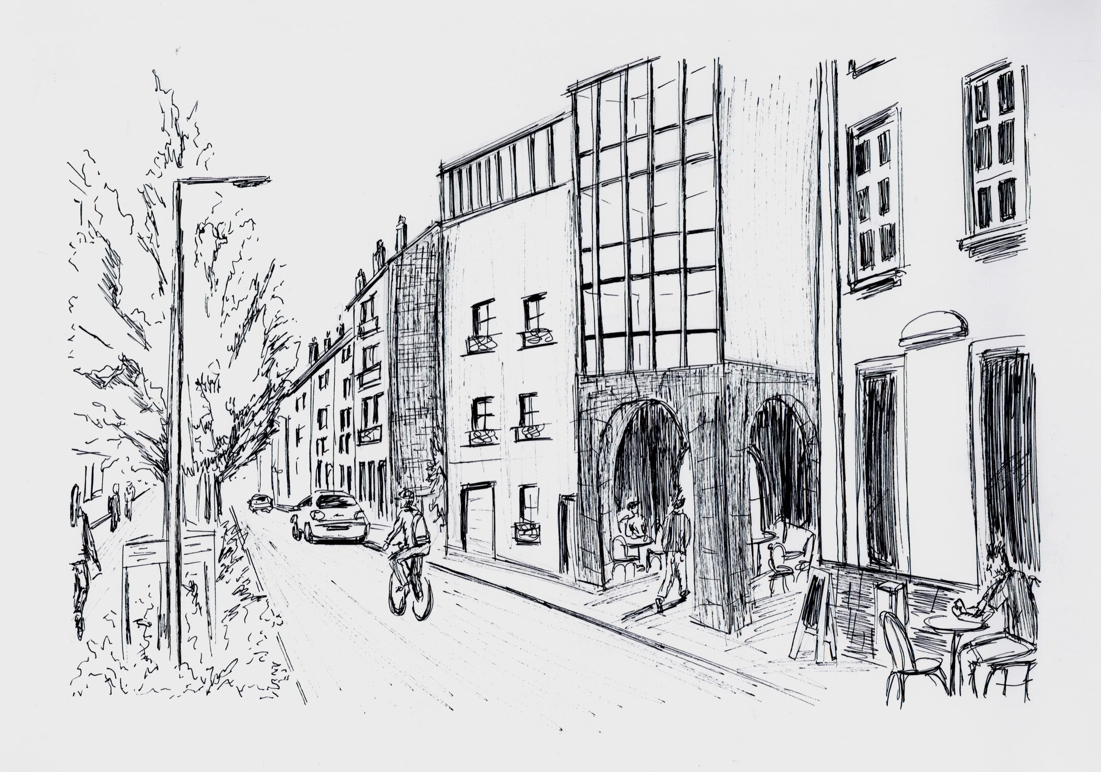La Croisée — Dessin — vue depuis la rue