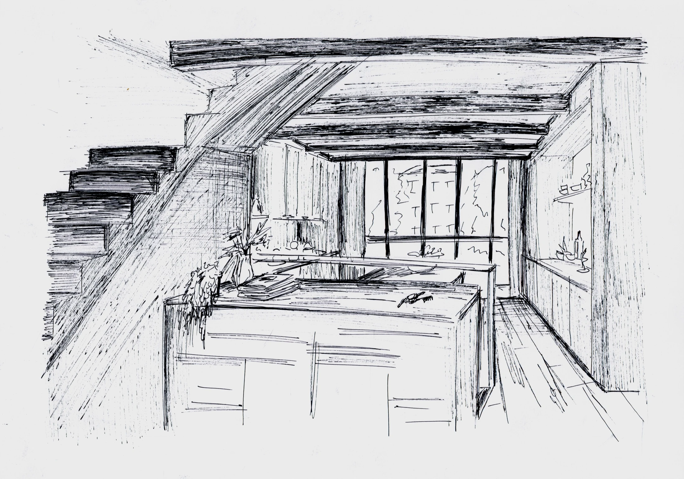 La Croisée — Dessin — espace intérieur